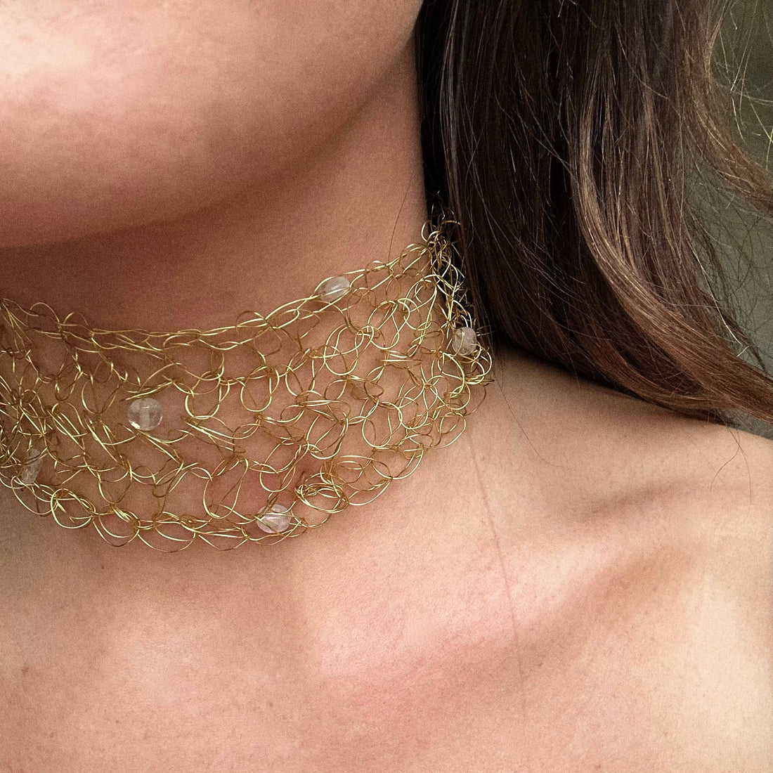 Double Beaded Choker - Gold