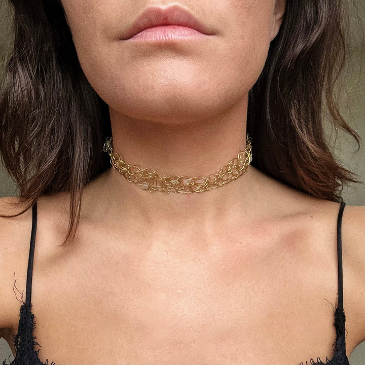 Simple Beaded Choker - Gold
