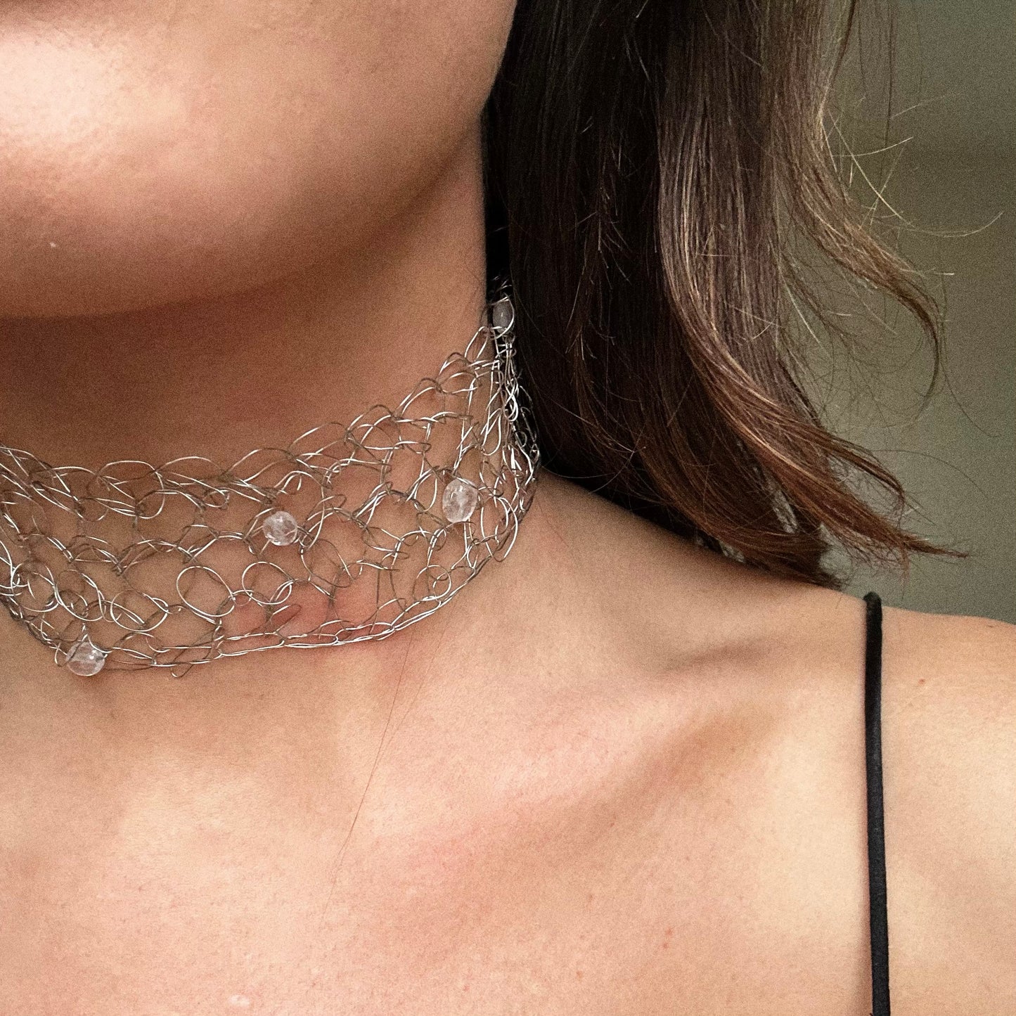 Beaded Choker 004 Silver